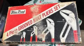 Hl404 Blue Point Vintage Blue-point 4 Piece Grooved Joint Pliers In Original Box -