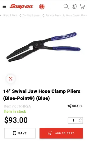 Php-2a Blue Point Snap-on / Php2a Swivel Jaw Hose Clamp Pliers 14 Inch Usa - Preowned