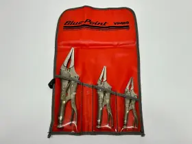 Vp469 Blue Point Blue-point Tools Usa Rare 3pc Locking Long Nose Pliers Vise Grip Set