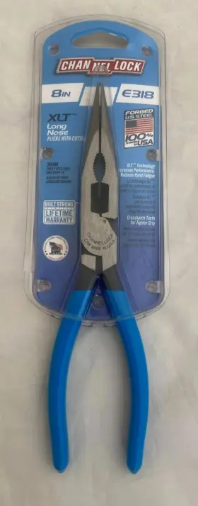 Channellock 025582828019 New 8 Inch E318 Xlt Long Nose Pliers With Cutter