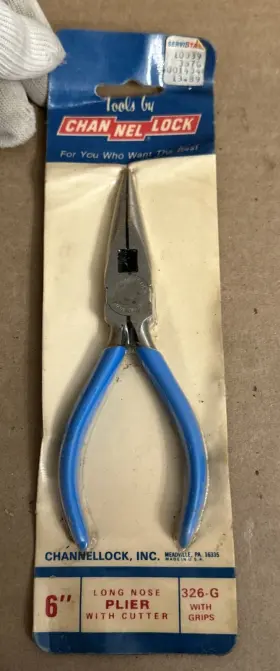326-g Channellock Vintage Channel Lock Long Nose Pliers With Side Cutter 6 Inch Nos Usa Meadville 326