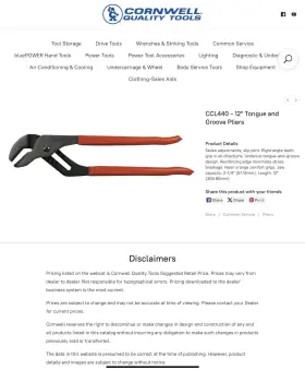 Ccl440 Cornwell Ccl44- Tools - 12 Inch Tongue Andgroove Pliers