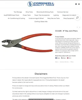 Ccl528 Cornwell Tools Slip Joint Pliers Orange Handle