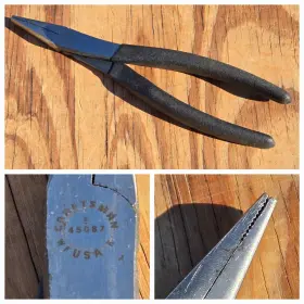 9-45807 Craftsman 45087 945807 Vintage 8 Inch Long Nose Duck Bill Pliers With Black Textured Grip Usa