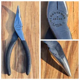 9-45104 Craftsman 45104 945104 Vintage 6 Inch Pliers Bent Needle Nose Black Grips Euc Usa