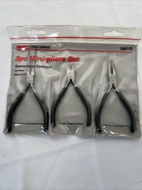 45179 Craftsman New Sears Usa Nos 3pc Mini Plier Set Precision Diagonal Long