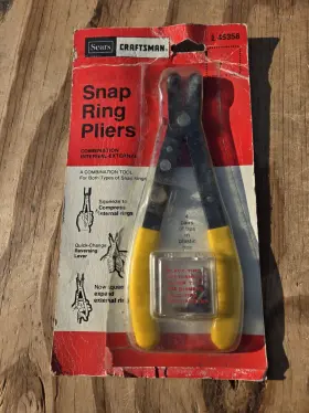 9-45358 Craftsman 45358 945358 Nos Vintage Sears Snap Ring Pliers Internal External Yellow Usa