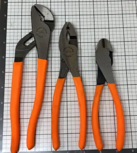 45379 Craftsman 45381 45074 Lot Of 3 Slip Joint Dia Cut Pliers Usa Hi Viz Orange