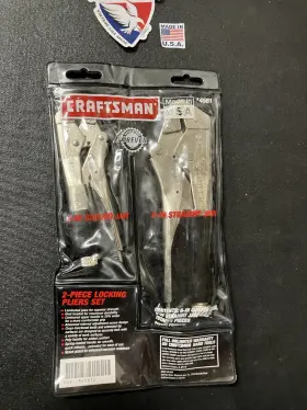 4561 Craftsman Nos Vintage 2pc Locking Plier Set Usa 6 Inch Curved 8 Straight