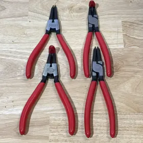 Cmmt98339 Craftsman 7 Inch Snap Ring Plier Set 4pc Red Handle Curved And Straight
