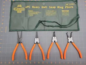 Cummins 5728 Industrial Tools Heavy Duty Snap Ring Pliers 4 Pc Set Orange