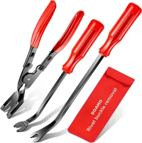 Dcrtk-1 Doaho 3 Pcs Auto Clip Pliers Set And Fastener Remover Car Trim Rivet Removal Red
