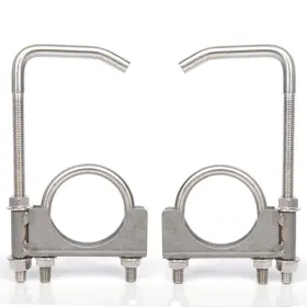 Elifecenter 304695505728 Stainless Steel 2.5 Exhaust Clamp With Hanger Rod For 2-1/2 Inch