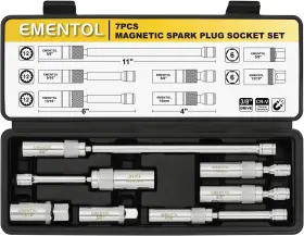 Et587 Ementol 7pcs 3/8 Inch Drive Spark Plug Socket Set Cr-v Swivel Magnetic