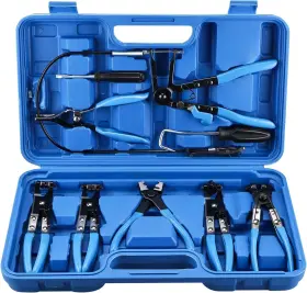 D0060742 Freetec 9pcs Automotive Hose Clamp Pliers Set Swivel Jaw Flat Angled Band Remover