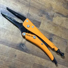 127f10 Grip On Grip-on 10 Inch Welding Long Nose Locking Pliers Orange Epoxy