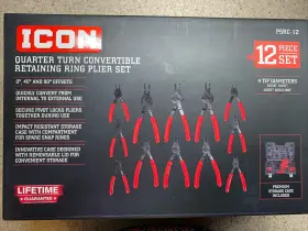 59151 Icon New Quarter Turn Convertible Retaining Ring Pliers Set 12 Piece