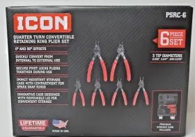 59150 Icon 59190 6 Pc 0.038 Inch - 0.047 Quarter Turn Convertable Plier Set Case Inc B2