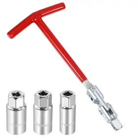 Socket1 Jeqqinuz 4pack Spark Plug Socket Wrench Set T-handle 16mm 5/8 Inch 21mm 4pcs Red