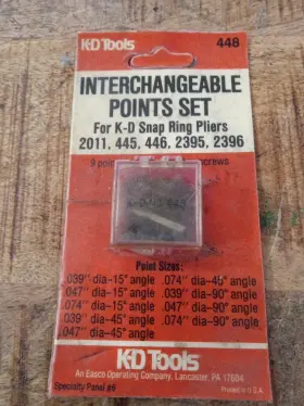 Kd Tools 4462395 K-d New 448 Interchangeable Points Set Tips Case Snap Ring Pliers 2011 445