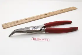 F195g8 Mac Tools 8 Inch Bent Tip Needle Nose Pliers Red Grip Usa