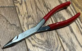 M-738g Mac Tools M738g 8 Inch Long Reach Round Nose Needle Pliers Stork Red Grip Stubby