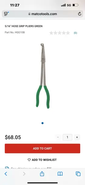 Hgg10b Matco Tools 5/16 Inch Hose Grip Pliers Green