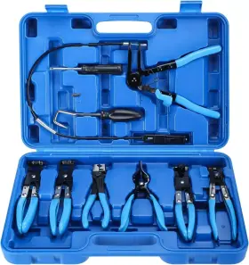 D0742 Omt 9pc Wire Hose Clamp Clip Pliers Set Swivel Jaw Fuel Oil Water Auto Tool Kit
