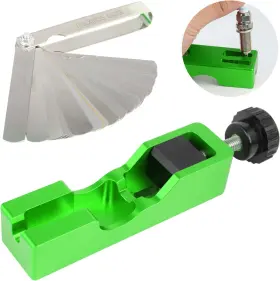 240811 Peuxmall Spark Plug Gap Tool Gapping With 32 Blade Steel Feeler Green