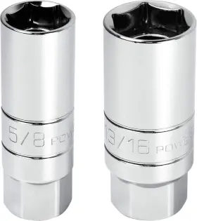 641870 Powerbuilt 2 Piece 3/8-inch Drive Magnetic Spark Plug Socket Set 5/8-inch