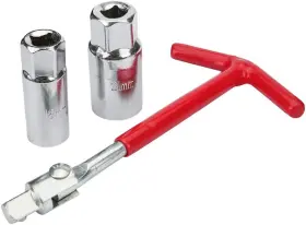Szlus-0754 Senzeal T-handle Universal Joint Spark Plug Socket Wrench 16mm 5/8 Inch Chrome