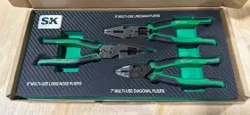 Sk01457ae Sk Tools 3pc Multi-use Pliers Set Linesman Long Nose Diagonal With Foam Tray New