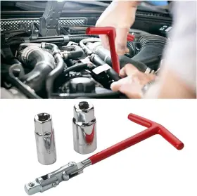 Smilfuy-smfy-110 Smilfuy Spark Plug Socket Wrench T-handle16mm 5/8 Inch And 21mm 13/16 Red Silver