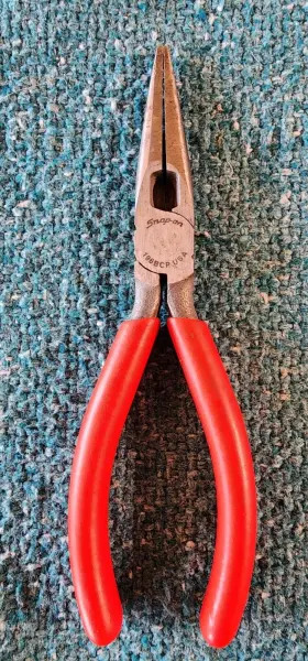 196bcp Snap-on Vintage Tools Needle Nose Pliers With Cushioned Red Grips Usa Made