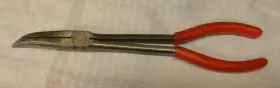 411acp Snap-on 11 Inch Long Bent 35 Needle Nose Red Grip Pliers #411acp