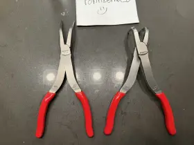 490cf Snap-on 411cf Bundle And Talon Grip 11 Inch Bent Needle Nose Pliers Red Grips