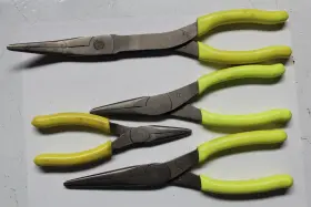 97acf Snap-on 411cf 96acf 95acf Tools 4-piece Hi-viz Pliers Set Long-neck 35 Bent Needle Nose Usa