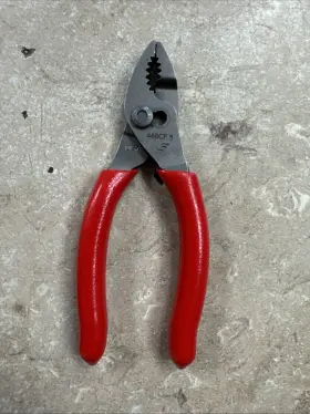44bcf Snap-on Tools Usa Red 4 Inch Soft Grip Mini Combo Slip Joint Pliers