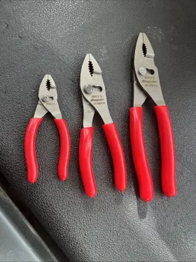 47acf-46acf Snap-on Tools Usa New 3 Red 8 Inch And 6 4 Soft Grip Slip Joint Plier Set