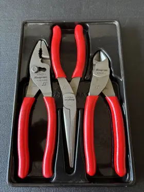 87acf Snap-on 47acf 97acf Plier Set 3 Pc Red Dike Needle Nose Slip Joints