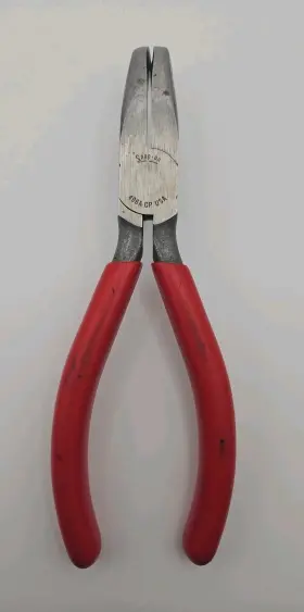 496a-cp Snap-on 496a Cp Bent Needle Nose Pliers - Red Grip 7 Inch Used