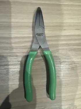 496cfg Snap-on Tools Usa Green 7 Inch Soft Grip 35 Bent Needle Nose Pliers