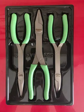 409cf Snap-on 505cf New 3 Pc Precision Pliers Set 508cf Usa With Tray 409cf Snap-on 505cf New 3 Pc Precision Pliers Set 508cf Usa With Tray