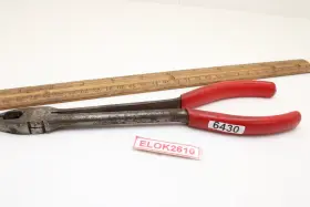 659cp Snap-on Rare 9 Inch Discontinued Red Handle Gripping Pliers With Cutters Usa