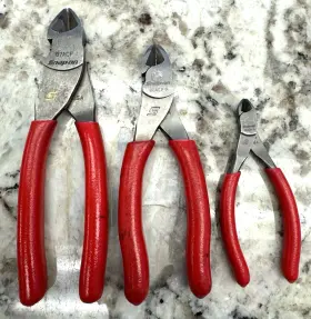 86acf Snap-on 87acf Tools New Red 3 Piece Soft Grip Diagonal Cutters Set Usa