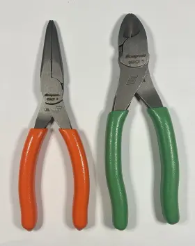 86acf Snap-on 95acf New Pliers Set Needle Nose Orange And Diagonal Cutters Green