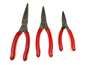 97acf Snap-on 95acf/ 96acf/ Tools Usa 3 Piece Red Soft Grip Needle Nose Plier Set 95acf 96acf