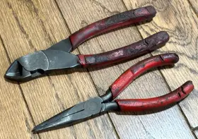 96-bcp Snap-on 96bcp 87-cp Tools Usa Pliers Set Needle Nose Diagonal Cutters Lot Snip 7 Inch Long Red