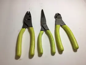 Cc87bcf Snap-on Snap- 3 Pc.plier Set Hi- Viz Yellow Needle Nose Side Cutter Reg. Pliers