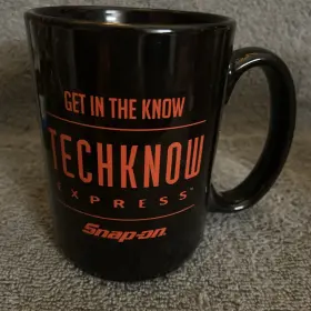 Coffeecup101 Snap-on Tools Mug Techknow Express Get In The Know Black Red Letters Coffee Cup